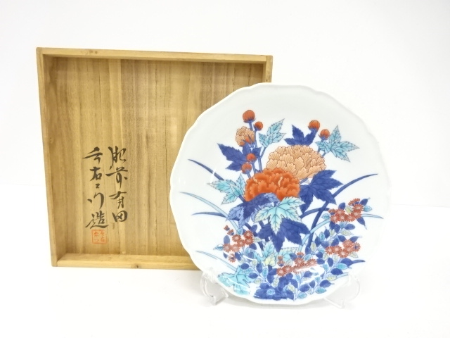 今泉今右衛門造　色鍋島　牡丹　皿